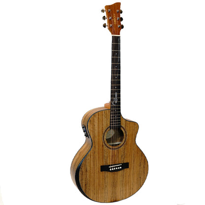 Groovy GBV-WA Grand Auditorium Electric Acoustic Guitar Package with Bevel Armrest & KLT-17A Pickup (Walnut)