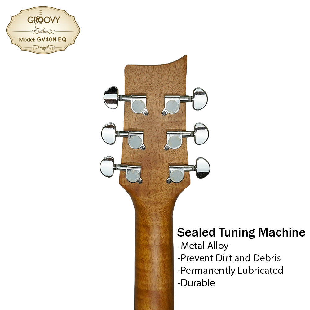 Groovy GV40NEQ 40" Concert Acoustic Electric Guitar with ALT-1 Pickup Package Natural (GV Series)