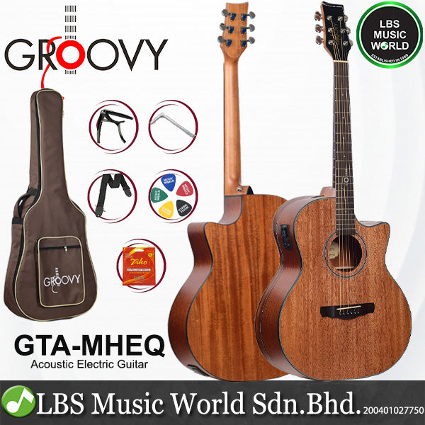 Groovy GTA 41 Inch Full Size Mahogany Acoustic Electric Guitar Spruce with Bag Professional (GTA)