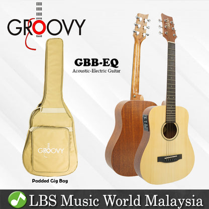 Groovy GBB-EQ 34 Inch Spruce Acoustic Electric Guitar with Bag Fishman Pickup Travel Size Guitar (GBB)