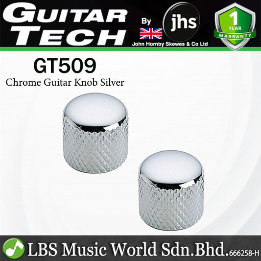 Guitar Tech GT509 Chrome Control Volume Tone Knob Electric Guitar Pair - Silver (GT 509)