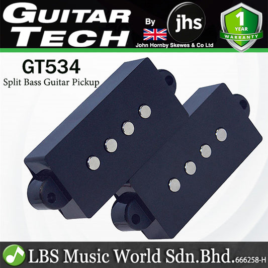 Guitar Tech GT534 Split Bass Guitar Single Pickup Pair - Black (GT 534)