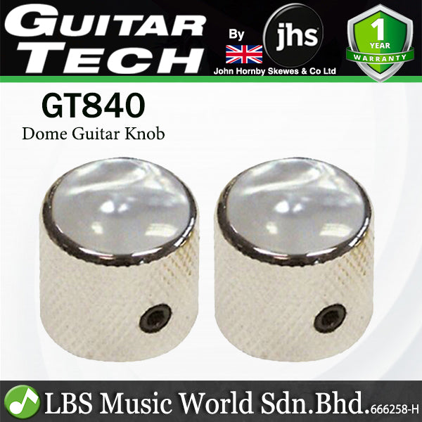 Guitar Tech GT840 Volume Tone Control Tuning Dome Knob for Electric Guitar Pair - Chrome White (GT 840)