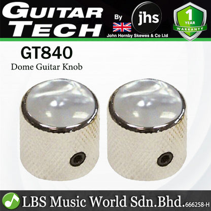 Guitar Tech GT840 Volume Tone Control Tuning Dome Knob for Electric Guitar Pair - Chrome White (GT 840)