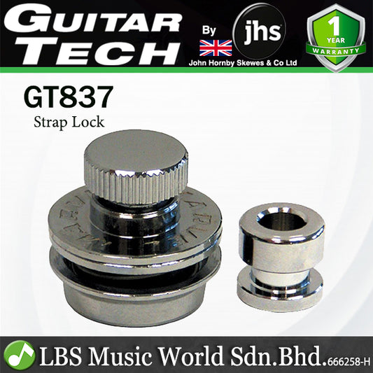 Guitar Tech GT837 Strap Lock Pack for Electric and Acoustic Guitar - Chrome (GT 837)