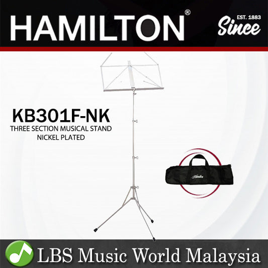 Hamilton KB301F-NK Three Section Nickel Plated Music Stand With Bag (KB301) (KB301F)