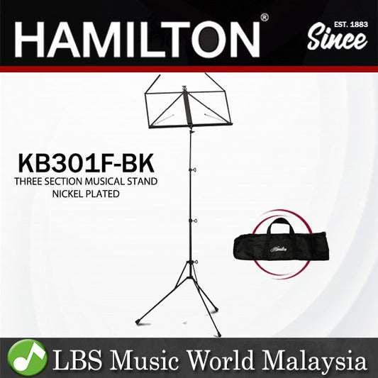 Hamilton KB301F-BK Three Section Black Nickel Plated Music Stand With Bag (KB301)