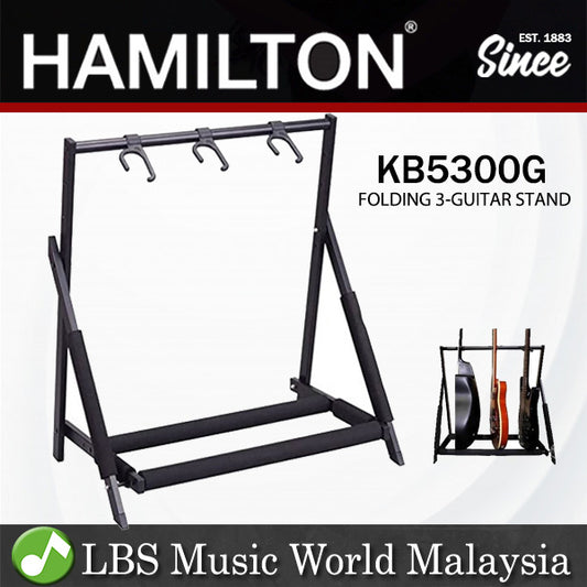 Hamilton KB5300G 3 Place Guitar Rack Stand with Pick Holder for Acoustic Electric and Bass (KB5300G)