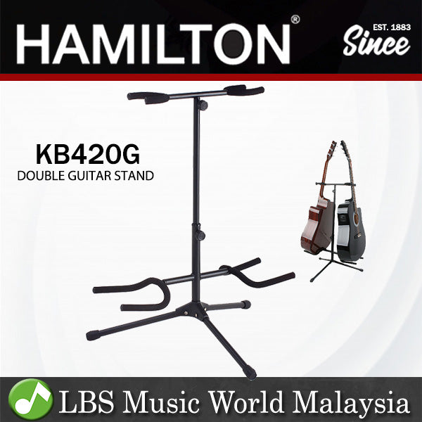 Hamilton KB420G Double Guitar Stand Rack for Acoustic Electric Bass Black Finish (KB420)