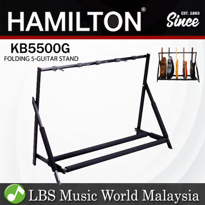 Hamilton KB5500G 5 Place Guitar Rack Stand with Pick Holder for Acoustic Electric and Bass(KB5500)