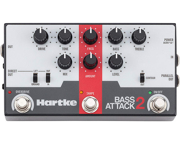 Hartke Bass Attack 2 Bass Preamp Direct Box with Overdrive Processor Effect Pedal