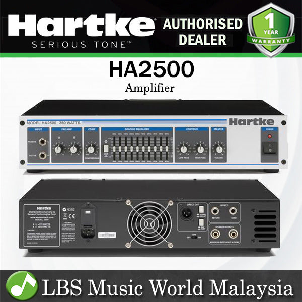 Hartke HA2500 250 Watt Speaker Amplifier Electric Bass Guitar Amp Head (HA 2500)