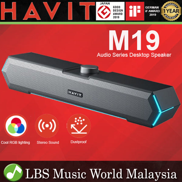 Havit M19 Wired Soundbar Desktop Speaker With Subwoofer and RGB Lighting