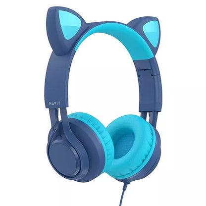 HAVIT H225D Wired Over Ear Headphone with Built In Headset Mic and Cat Design