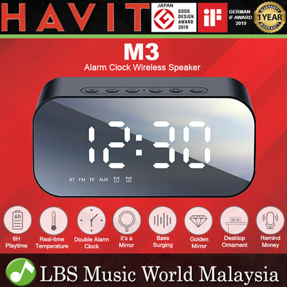 HAVIT M3 Wireless Bluetooth Speaker Alarm Clock - Black