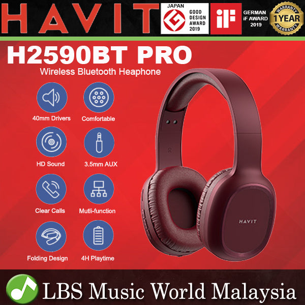 HAVIT H2590BT PRO Wireless Bluetooth Headphone with Adjustable Slider Headwear and Headset