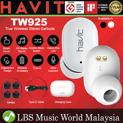 HAVIT TW925 True Wireless Earbud Bluetooth Earphone with Built in Mic and Smart Touch In Ear Headphones
