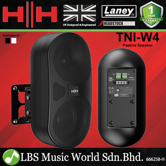 HH Electronics TNi-W4 4 Inch Tessen Wall Mount Passive Speaker with 4 Power Tappings Ranging Each - Black (TNiW4 TNi W4)