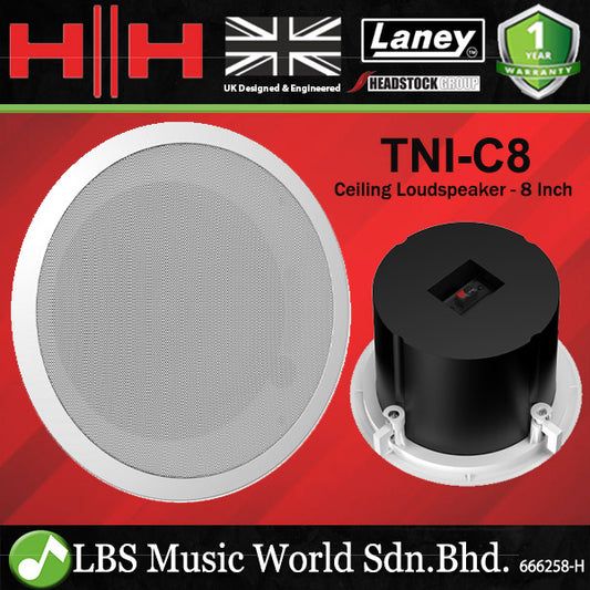 HH Electronics TNi-C8-WH 8 Inch Coaxial Speaker Ceiling Installation Loudspeaker - Each (TNi C8 WH)