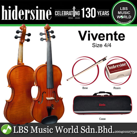 Hidersine Vivente Violin Outfit with Bow, Rosin and Case - 4/4, 3/4, 1/2, 1/4, 1/8