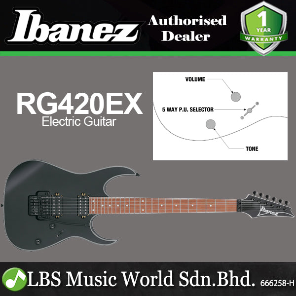 Ibanez RG420EX Meranti Body Electric Guitar HH Pickup with Jatoba Fretboard - Black Flat