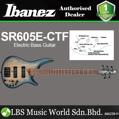 Ibanez SR605E 5 String Ash body Electric Bass Guitar with Nordstrand Pickup and Rosewood Fretboard