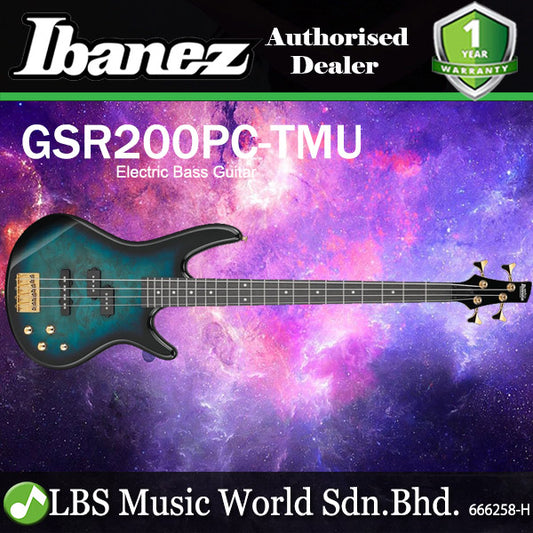 Ibanez GSR200PC Electric Bass Guitar with Purpleheart Fretboard - Transparent Marine Burst