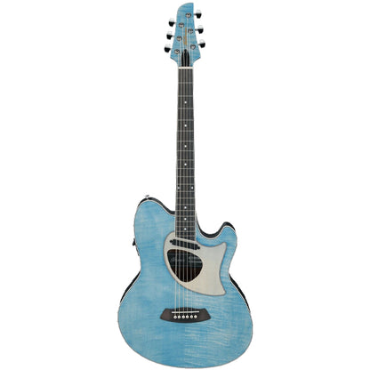 Ibanez TCM50FM Maple Top Talman Double Cutaway Body Acoustic Electric Guitar - Open Pore Denim Blue