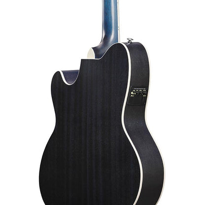 Ibanez TCM50FM Maple Top Talman Double Cutaway Body Acoustic Electric Guitar - Open Pore Denim Blue