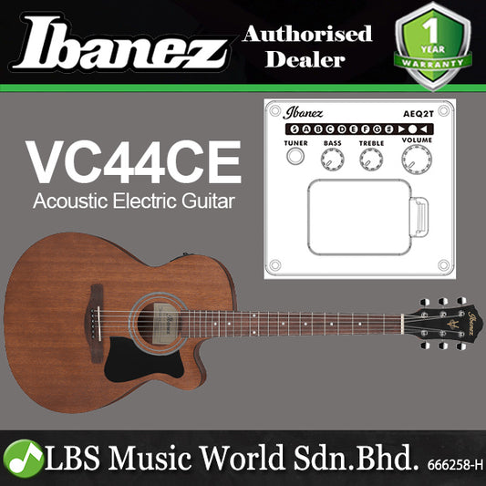 Ibanez VC44CE Cutaway Grand Concert Body Acoustic Electric Guitar with Nandu Wood Fretboard - Open Pore Natural (VC44 CE)