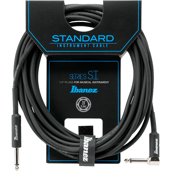 Ibanez SI20L 6 Meter Instrument Cable Straight and Right Angled Plugs for Guitar Keyboard Bass (SI20 L)