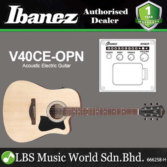 Ibanez V40CE Spruce Top Cutaway Dreadnought Body Acoustic Electric Guitar - Open Pore Natural (V40 CE)