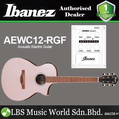 Ibanez AEWC12 Spruce Top AEWC Acoustic Electric Guitar - Rose Gold Metallic Flat
