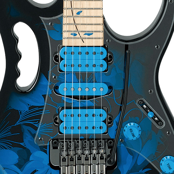 Ibanez JEM77P American Basswood Electric Guitar HSH Pickup with Maple Fretboard and Gig Bag - Blue Floral Pattern