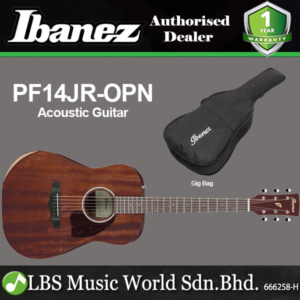 Ibanez PF14JR Okoume Top Dreadnought Junior Body Acoustic Guitar With Laurel Fretboard and Gig Bag - Open Pore Natural (PF14 JR)