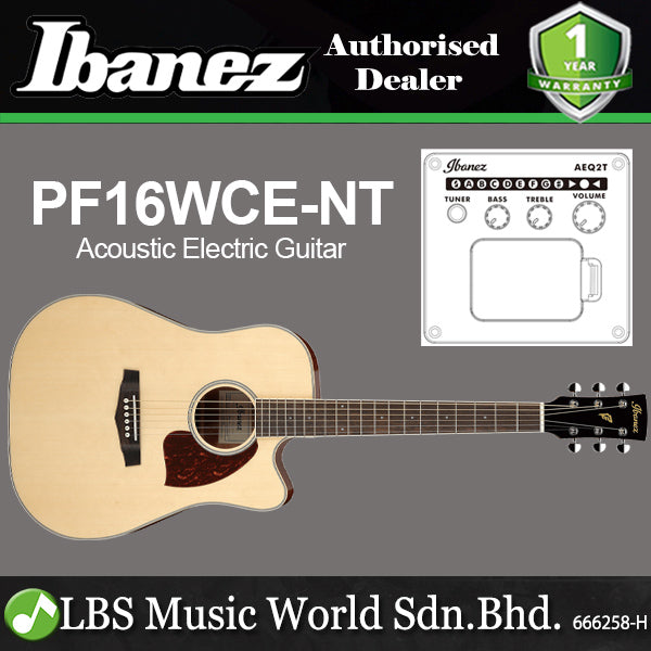 Ibanez PF16WCE Spruce Top Dreadnought Cutaway Body Acoustic Electric Guitar - Natural High Gloss (PF16 WCE)