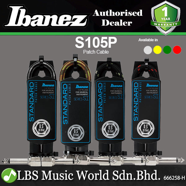 Ibanez SI05P Woven Guitar Patch Cable with 2 Right Angle Plug For Effect Pedals (SI05 P)