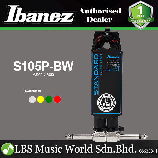 Ibanez SI05P Woven Guitar Patch Cable with 2 Right Angle Plug For Effect Pedals (SI05 P)