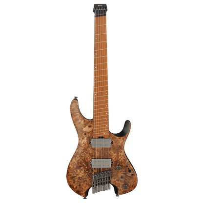 Ibanez QX527PB 7 String Poplar Burl Top Electric Guitar with HH Pickup and Maple Fingerboard - Antique Brown Stained