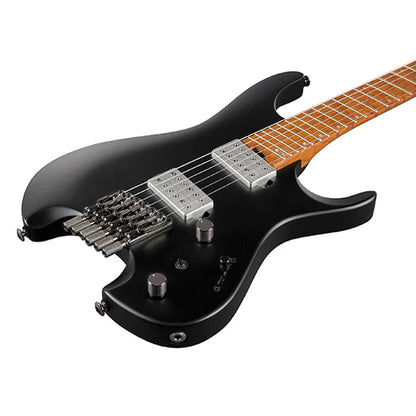 Ibanez QX52 Quest Series Headless Electric Guitar with HSS Pickup and Maple Fretboard - Black Flat