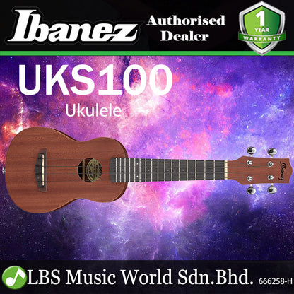 Ibanez UKS100 4 String Soprano Body Acoustic Ukulele - Open Pore Natural (UKS 100)