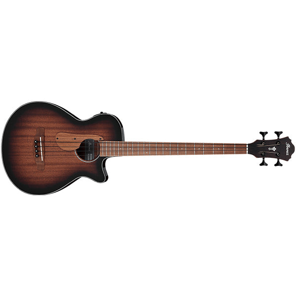Ibanez AEGB24E 4 String AEG Body Sapele Top Acoustic Bass Guitar with Pickup - Mahogany Sunburst High Gloss