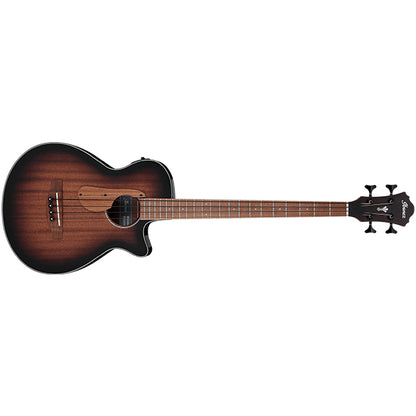 Ibanez AEGB24E 4 String AEG Body Sapele Top Acoustic Bass Guitar with Pickup - Mahogany Sunburst High Gloss