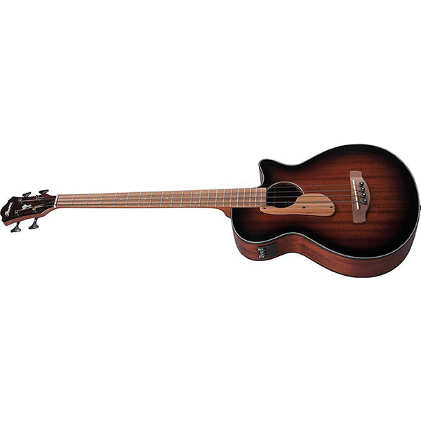 Ibanez AEGB24E 4 String AEG Body Sapele Top Acoustic Bass Guitar with Pickup - Mahogany Sunburst High Gloss