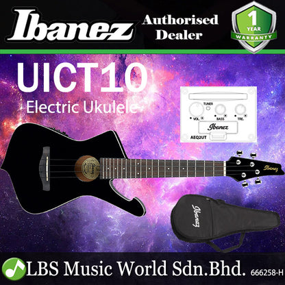 [Discontinued] Ibanez UICT10 4 String Iceman Tenor Acoustic Electric Ukulele with Undersaddle Pickup - Black High Gloss