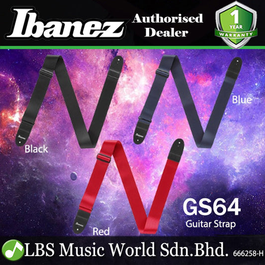 Ibanez GS64 Standard Guitar Strap with Secure Leather End (GS 64)