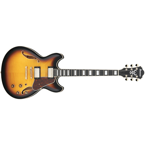 Ibanez AS93FM Artcore Expressionist Semi Hollowbody Electric Guitar with Ebony Fretboard and HH Pickup - Antique Yellow Sunburst (AS 93FM)