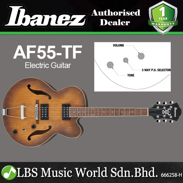Ibanez AF55 Artcore Series Solid Hollowbody Electric Guitar HH Pickup with Bound Walnut Fretboard