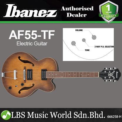 Ibanez AF55 Artcore Series Solid Hollowbody Electric Guitar HH Pickup with Bound Walnut Fretboard