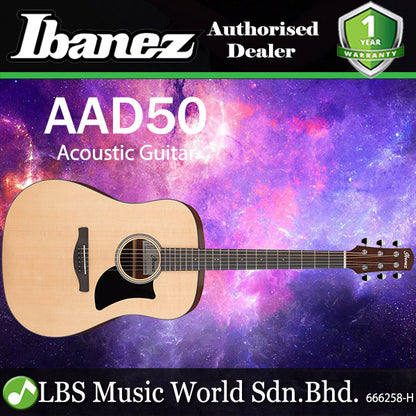 Ibanez AAD50 Advanced Grand Dreadnought Solid Sitka Spruce Top Acoustic Guitar - Natural Low Gloss (AAD 50)